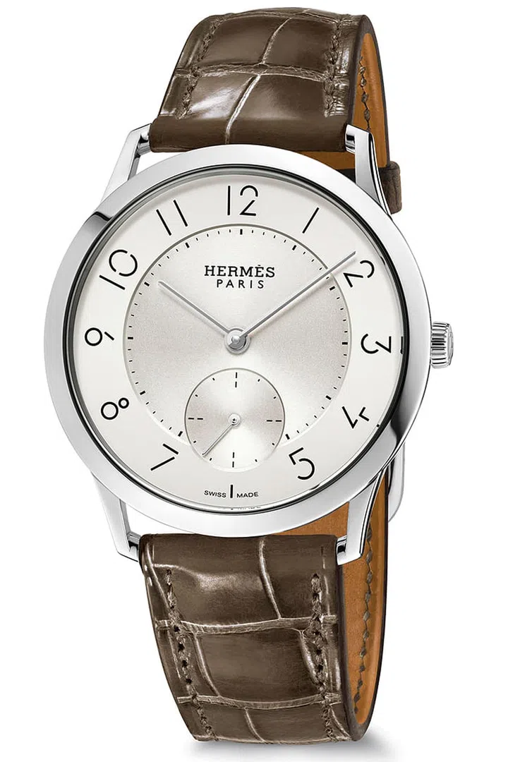 Slim d'Hermes watch, $7,650, hermes.com for store locations.
