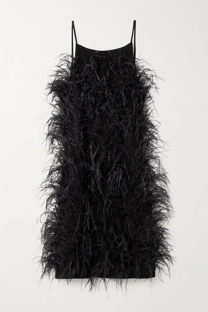 Feathered Stretch-Jersey Mini Dress, $702, Michael Michael Kors at Net-a-Porter
