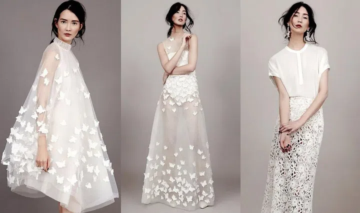 German design duo Alexandra Fischer-Roehler and Johanna Kühl launched Kaviar Gauche with a guerilla fashion show outside of Colette in Paris in 2004. And their bridal collection that followed in 2009 retains the brand's young, fresh perspective and understanding of what modern women want. Case in point: their pret-a-porter bridal collection available for purchase online at accessible price points. If you're looking for details that feel unexpected, feminine and undeniably wearable, Kaviar Gauche is worth adding to your online shopping cart.