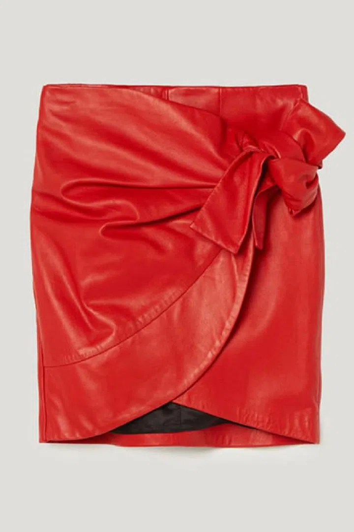 Team with backless loafers and a logo T-shirt – and wear all summer long. Leather skirt, £175, Uterque