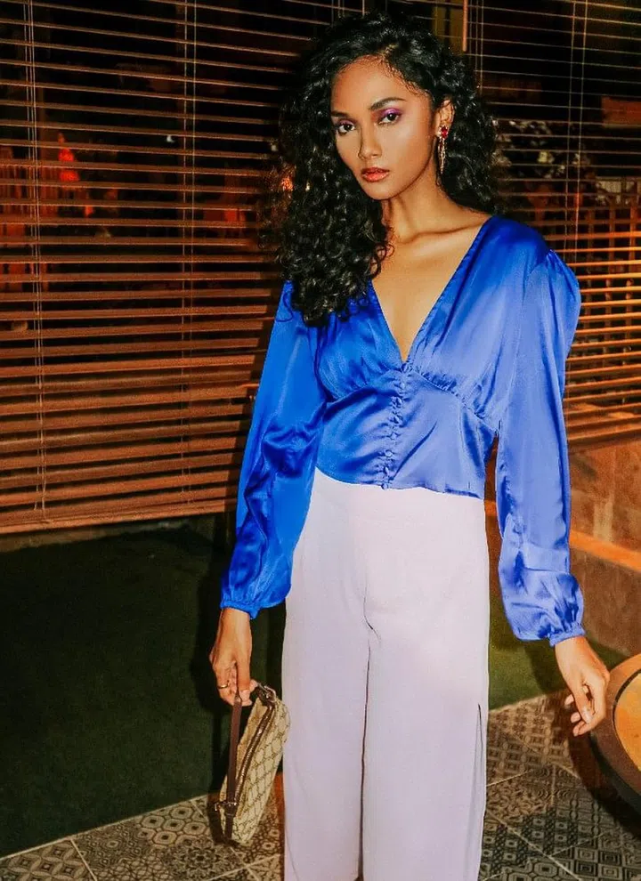 "Stepping outdoors sure does give a reboot from the feet up. Like the colour of the ocean, blue reminds me to continue with the tranquillity of life in spite of the noise surrounding it. As a free-spirit, I've always been drawn to colours and I love teaming elegance with a vibrant flair!"