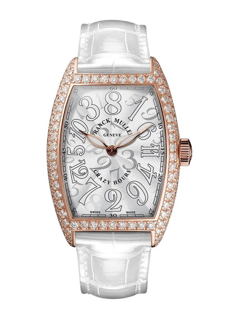 Crazy Hours 15th Anniversary Asia Exclusive watches in steel and diamond, $27,692; rose gold and diamond, $38,178, Franck Muller. Photo: Courtesy 