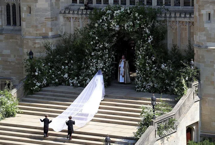 Meghan Markle arrives for the wedding ceremony 