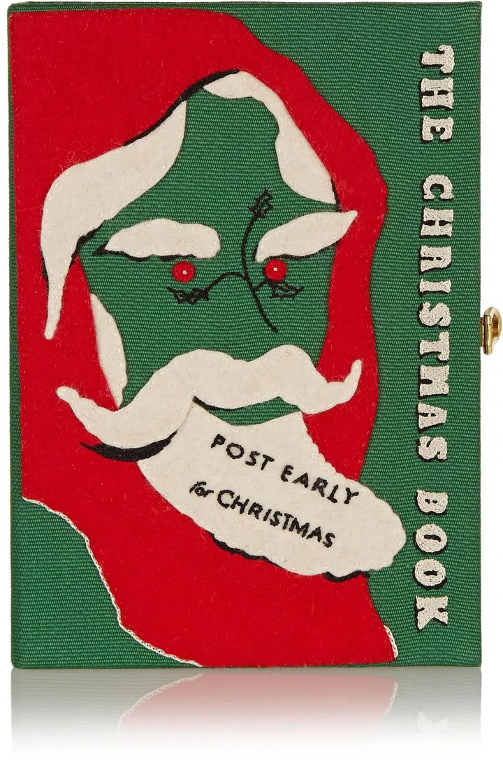 The Christmas Book Embroidered Canvas Clutch 