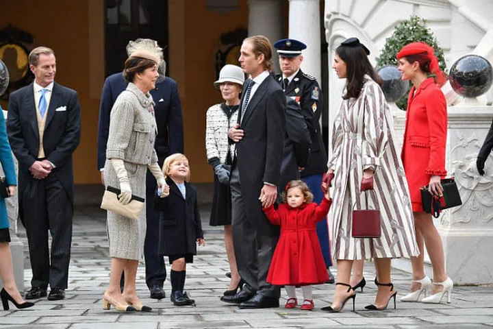 Princess Caroline of Hanover (Andrea’s mom), Sacha Casiraghi, Andrea Casiraghi, India Casiraghi, and Tatiana Santo Domingo in 2016 Photo: Getty