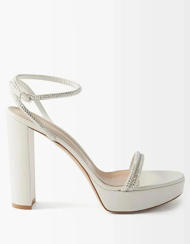 Crystal-Embellished Platform Leather Sandals, $2,235, Gianvito Rossi at Matchesfashion