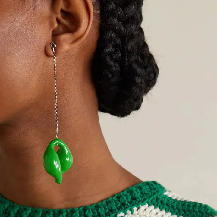 Trudie Silver-Tone And Enamel Earrings, S$846, Chloé at Net-a-Porter