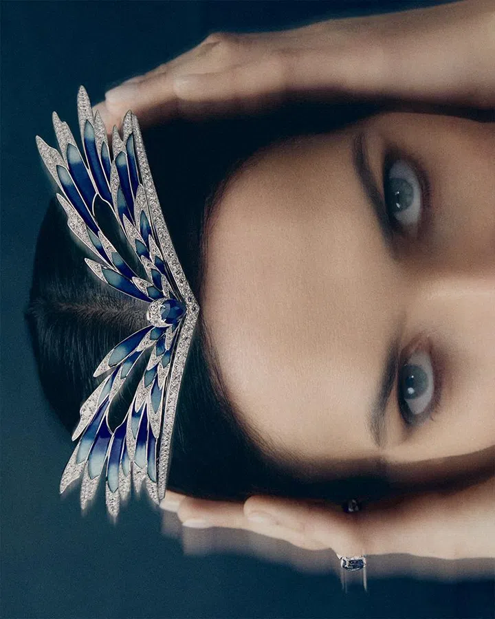 best high jewellery collections of 2026 | model wearing Chaumet envol transformable tiara