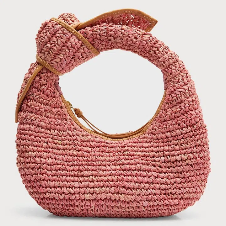 Poolside Josie Knot Raffia Top Handle Bag