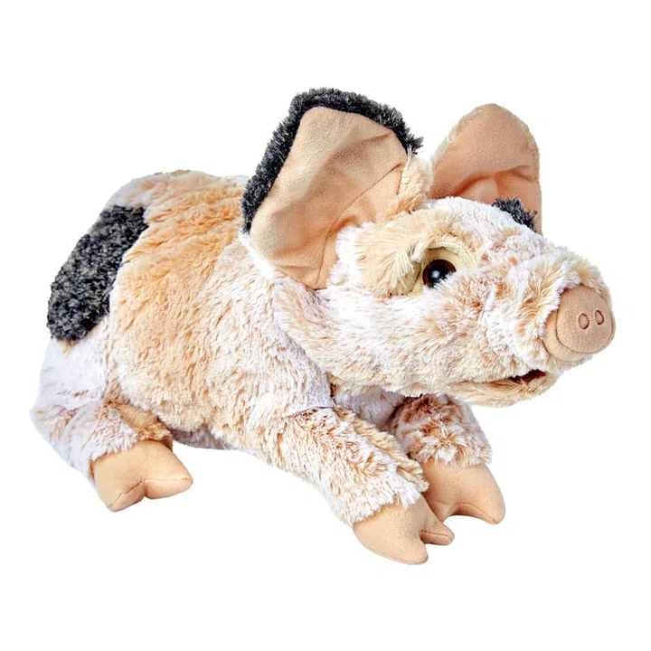 Squeeze this super-soft piggy’s belly and it’ll erupt into a realistic grunt. Your little tot 
will have oodles of fun holding mini puppet shows for the family and telling them all about the fun piggy facts they’ve learnt on the attached card.