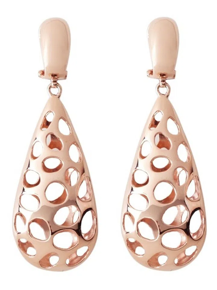 Singapore Jeweller Designer Marilyn Tan's rose gold plated drop clip Bronze Light earrings