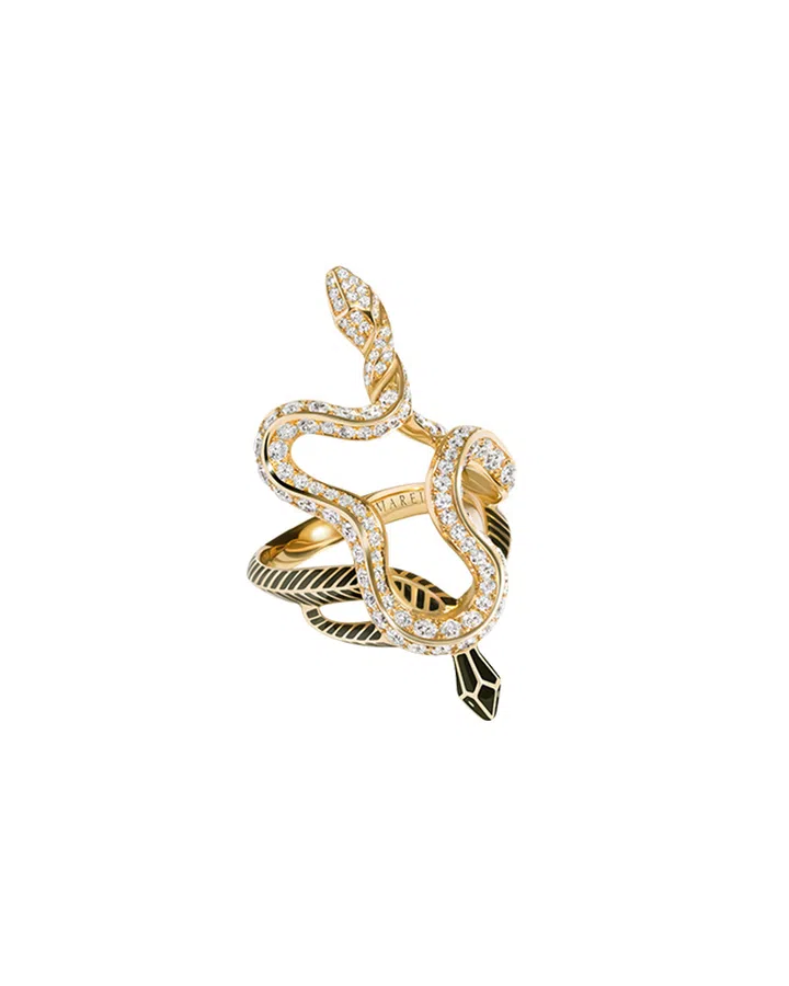 black enamel marei snake ring
