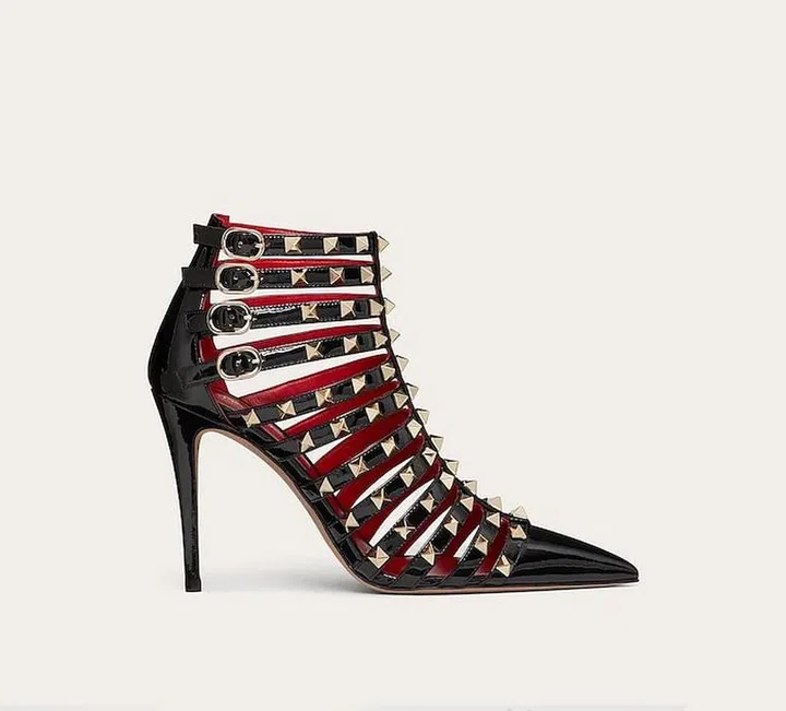 Valentino Garavani Rockstud Alcove Patent Leather Bootie, US$1,670 (S$2,210), Valentino