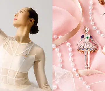 Van cleef arpels Ballet Précieux Clips | ballerina wearing clip and Rêverie de Coppelius clip