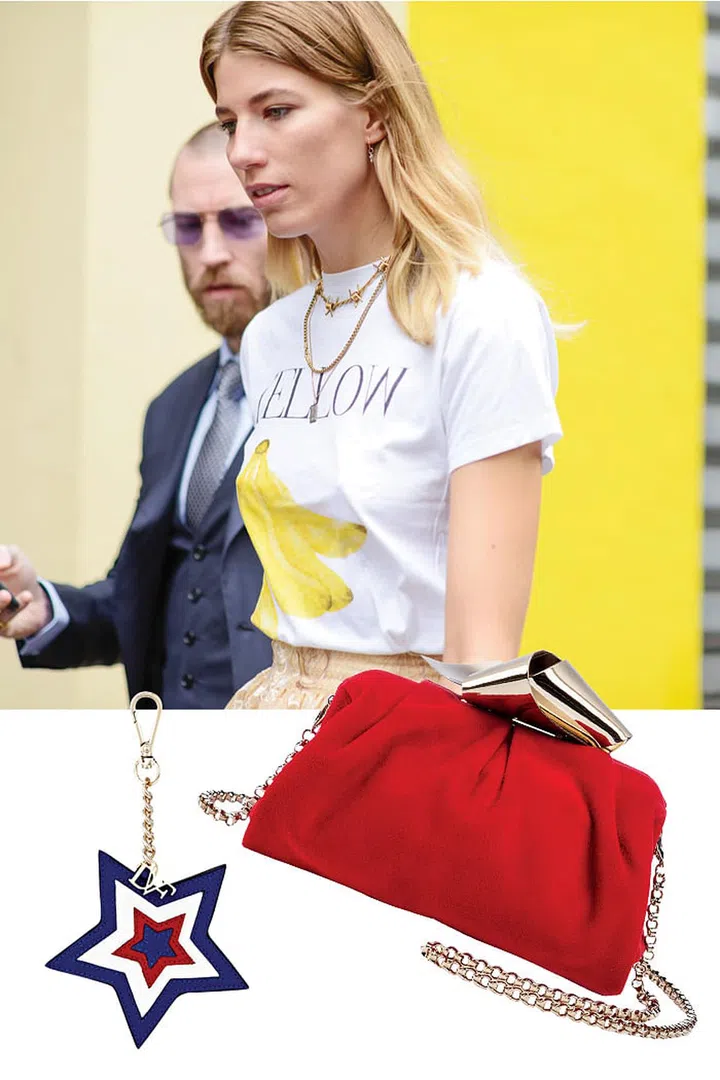 Bag, Jimmy Choo. Keychain, Diane von Furstenberg. Photo: Getty