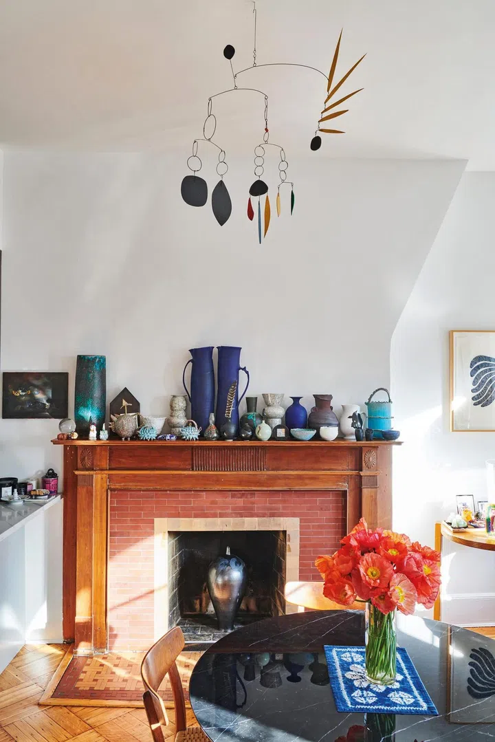 The fireplace in the living room. Photo: Kelly Marshall