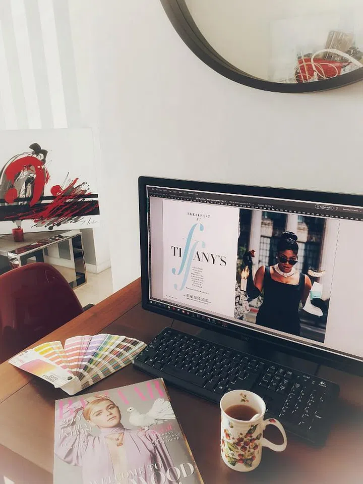 I try to ensure a balanced home office which is practical, comfortable and ergonomic. A cup of tea is said to stimulate my brain to stay awake through the day.