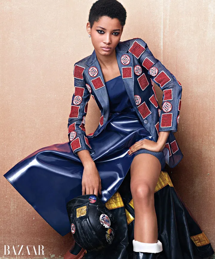 Giorgio Armani jacket and shorts.