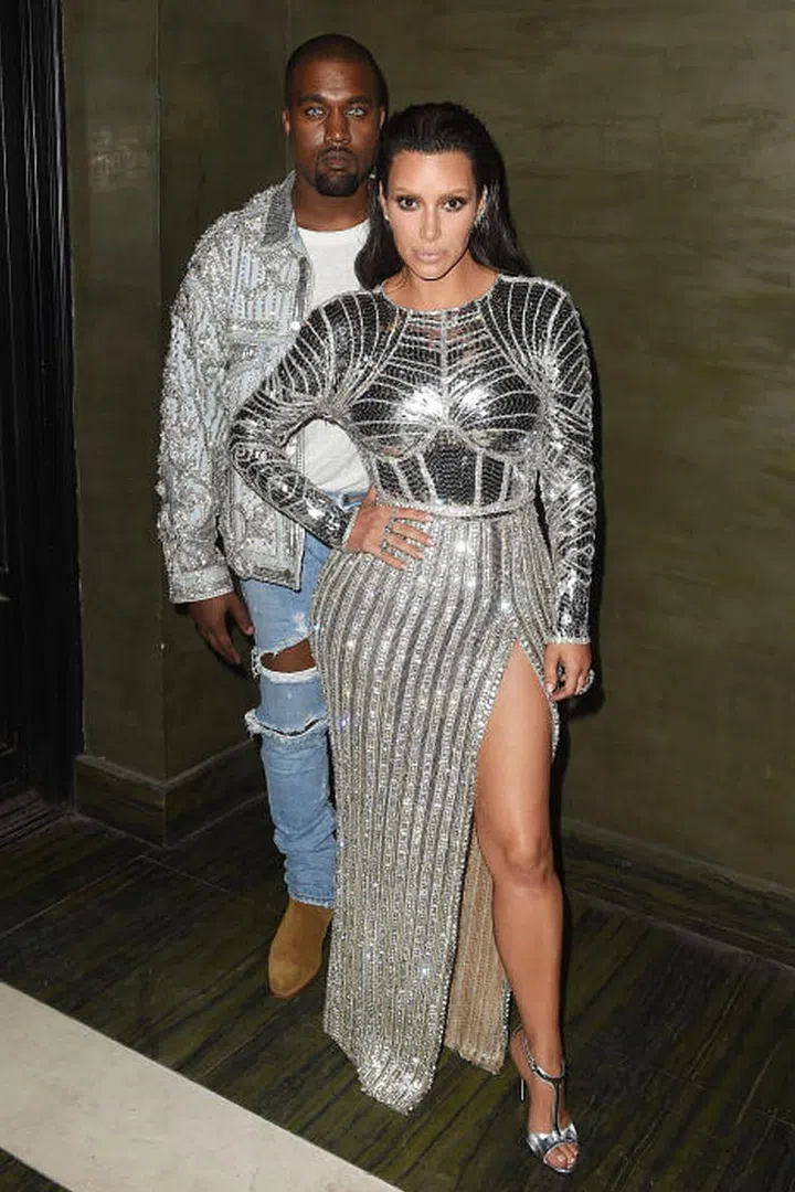 Kanye West and Kim Kardashian in Balmain
Photo: Getty