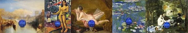 Koons’s “Gazing Ball” paintings from 2015, which feature works by Boucher, Turner, Manet, Monet, and Gauguin