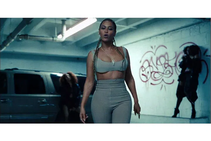 In Yeezy crop top and leggings.
Photo: HBO