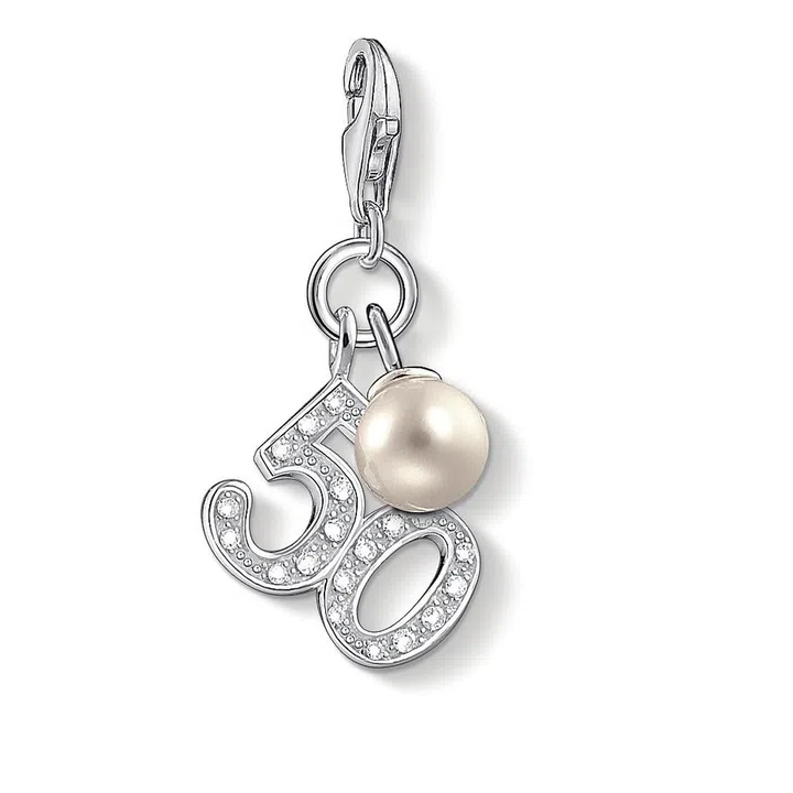 Charm pendant „50“ with lobster clasp, $91