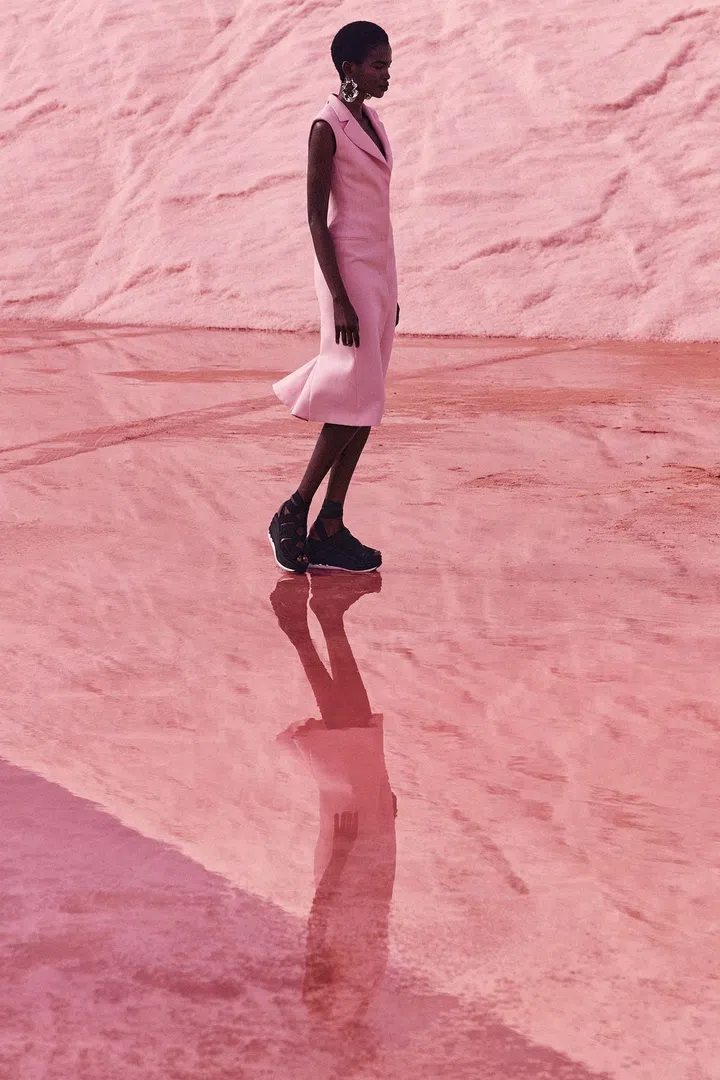 Dress, Salvatore Ferragamo; shoes, Altuzarra