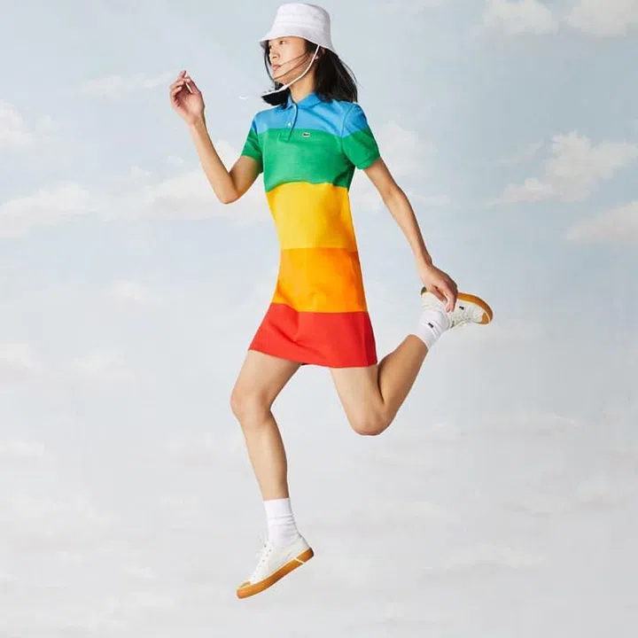 Lacoste x Polaroid Striped Cotton Pique Polo Dress