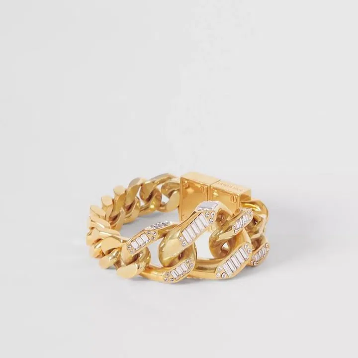 Crystal Detail Gold-plated Chain-link Bracelet, $1,250, Burberry