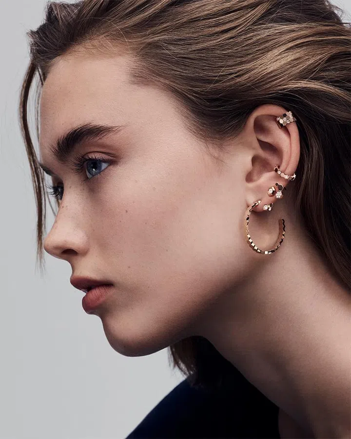 bee de chaumet 2026 novelties | model wearing bee de chaumet earrings