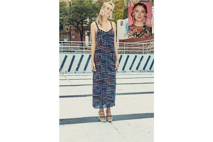 Ronan is a veritable wild card when it comes to the red carpet—which is why we'd love to see her in this technicolor slip dress from this up-and-coming designer ; Photo: Imaxtree/Getty
