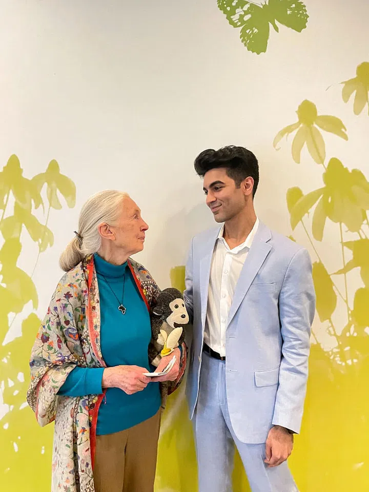 Saad Amer with Dr. Jane Goodall. Photo: Courtesy of Saad Amer