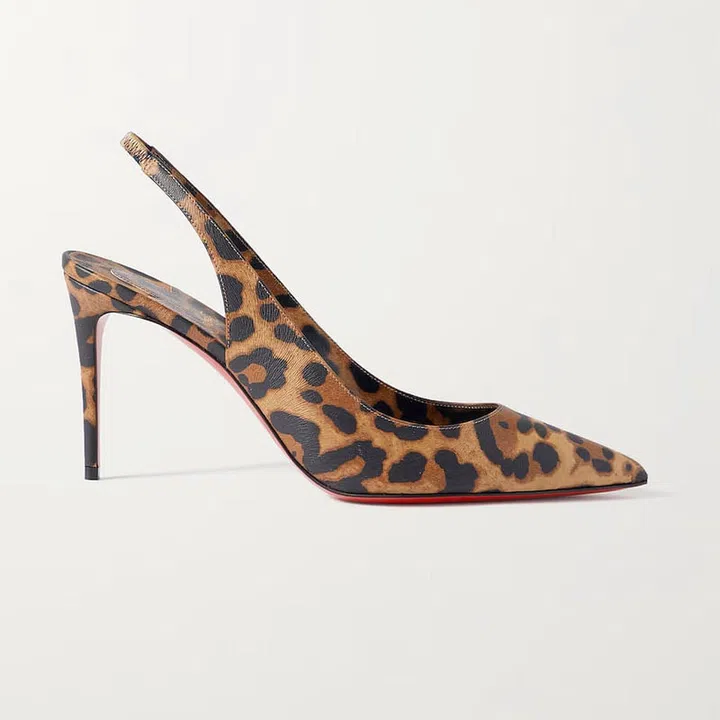 Kate Sling 85 Leopard-Print Leather Slingback Pumps, $931, Christian Louboutin at Net-a-Porter
