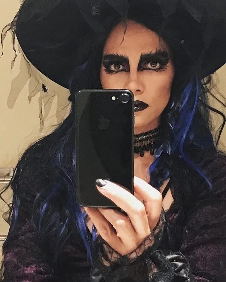 underwent a vampy makeover in her guise as a spider witch. Photo: Getty 