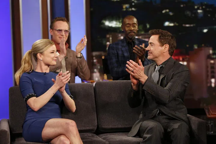 (left to right) Emily VanCamp; Paul Bettany; Don Cheadle; and Robery Downey Jr. Photo: Getty.