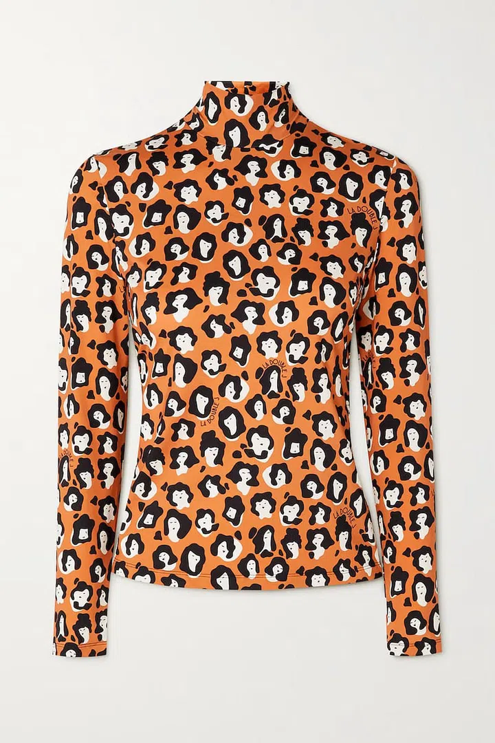 Leopard-Print Stretch-Jersey Turtleneck Top, $336, La DoubleJ at Net-a-Porter