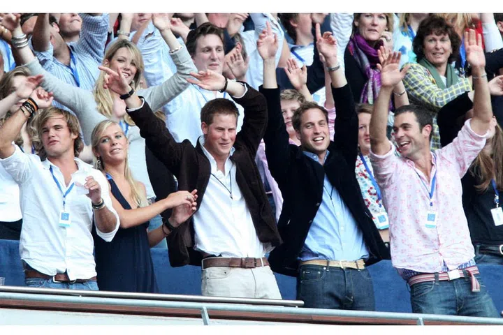 William and Harry hosted the Concert for Diana on July 1, 2007, what would have been her 46th birthday. Here, they are dancing to Rod Stewart. Proceeds went to Diana's favourite charities.