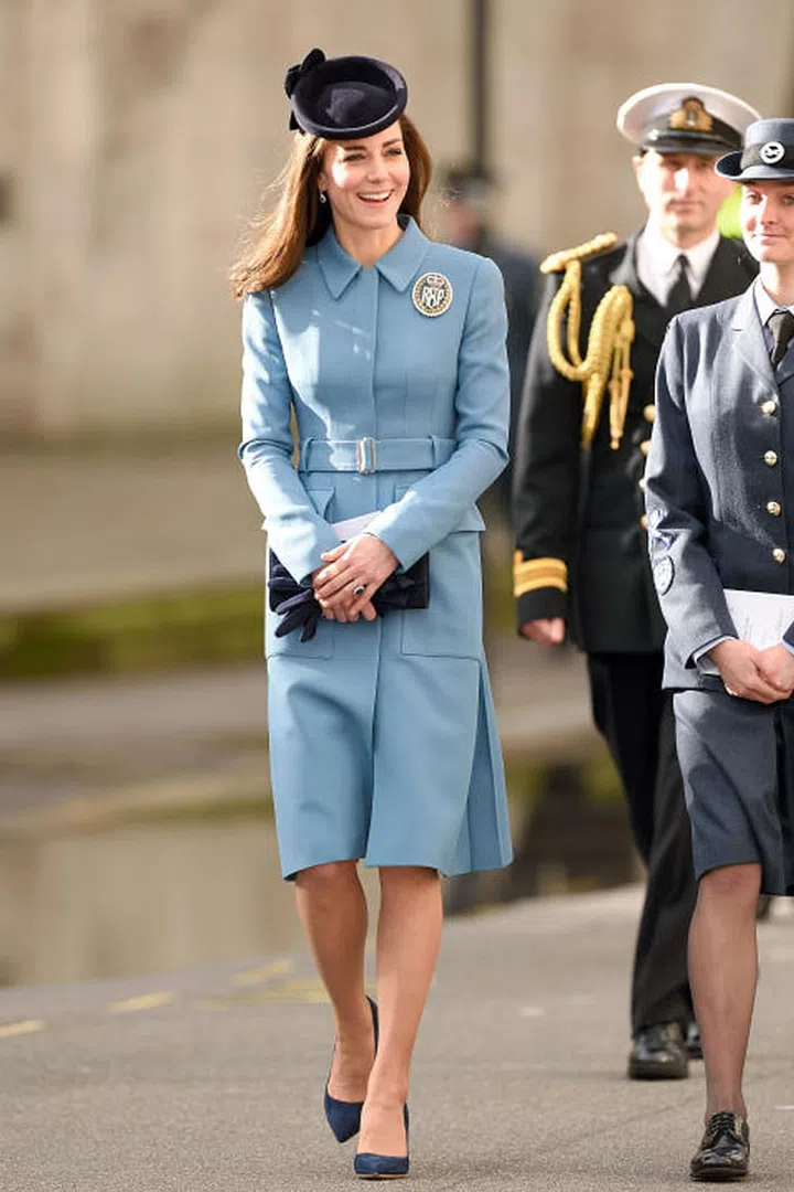 The Daily Mail officially declared Kate the "Duchess of Drab" following the Queen's style makeover, calling out this coat dress in particular for being too stiff. Photo: Getty