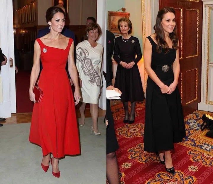 The Duchess owns this dress by Preen in two colors—red and black. Photo: Getty 