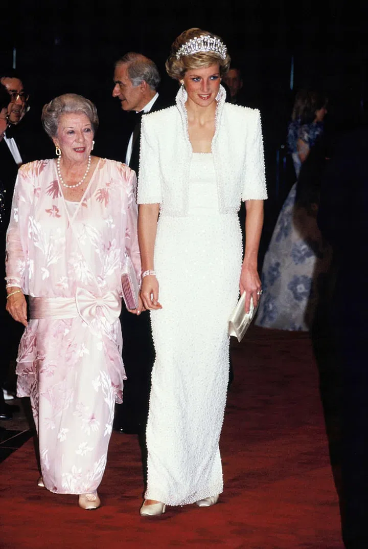 Ah, the "Elvis dress," designed by Catherine Walker. Photo: Getty 