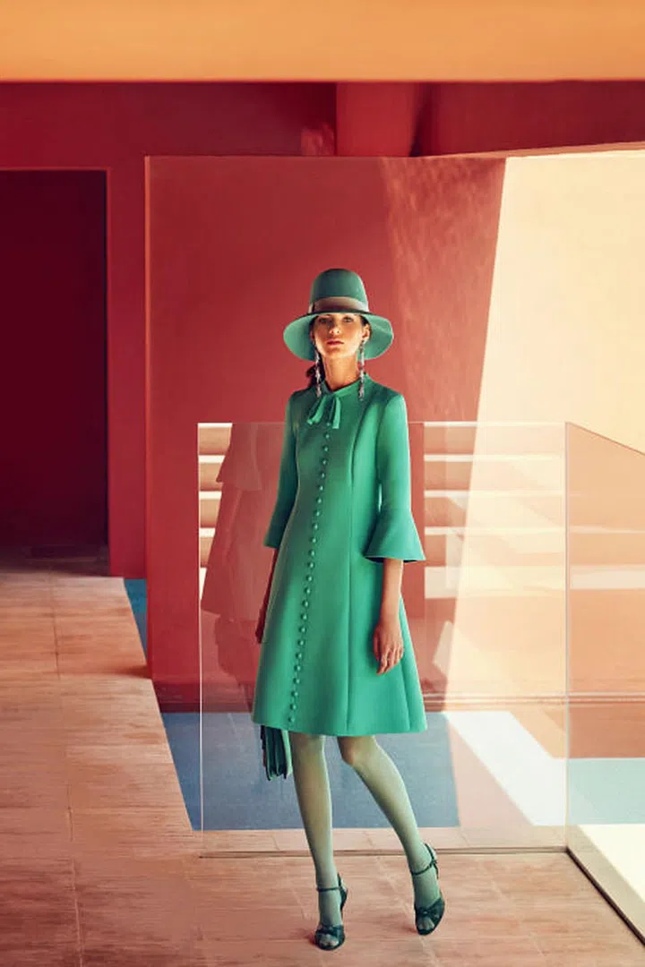 BEAUTY BAZAAR Spritz on Jo Malone London Basil & Neroli Cologne for a ladylike floral scent ($130). 
Gucci dress, $2,800, hat, $530, earrings, $1,020, bag, $2,400, tights, $70, and shoes, $795, gucci.com; Delfina Delettrez rings, $911-$1,117, farfetch.com.
DANIEL RIERA