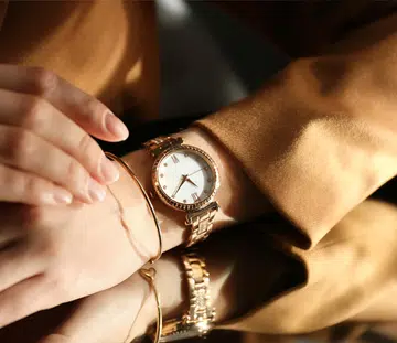 woman wearing luxury watch