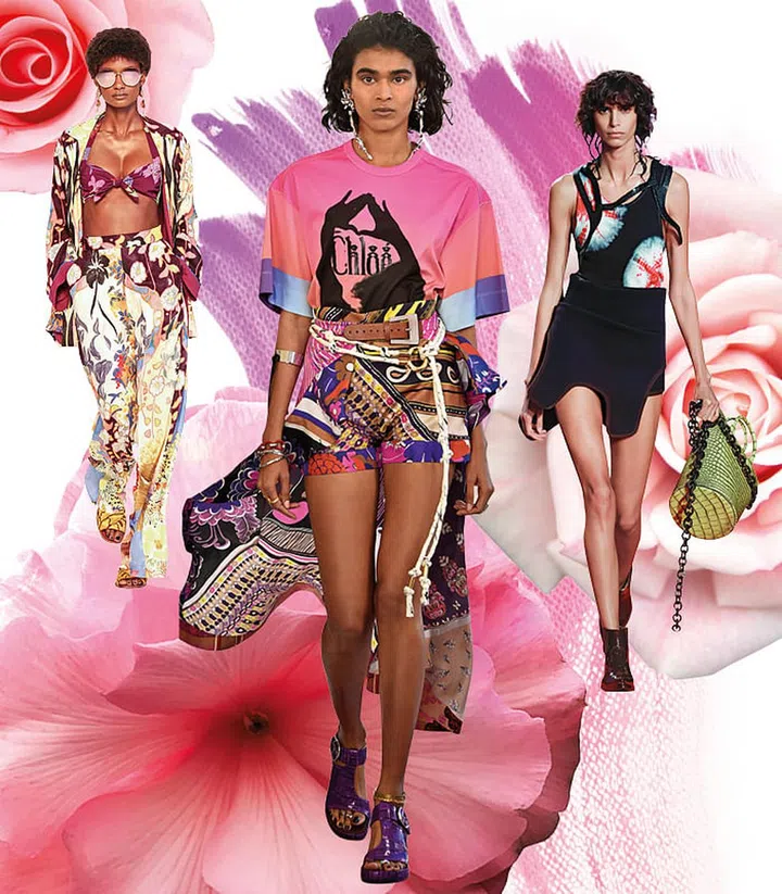 It’s a story of escapism and hedonism all rolled into one sexy, beachy vibe that speaks of halcyon days in the sun. More item-based than a strict look, think Hawaiian shirts, tie-dye vests, racerback tank tops and the bucket hat. Ambush went grunge while Etro went surfer chic. Chloé’s logo tee was a standout from this collection by Creative Director Natacha Ramsay-Levi, speaking of bohemianism in the most louche, chic sense.