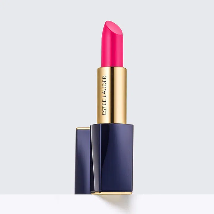 Estée Lauder’s Pure Color Envy Velvet Lipstick in Neon Azalea, $46, is a striking fuchsia hue that’s sure to turn heads.
