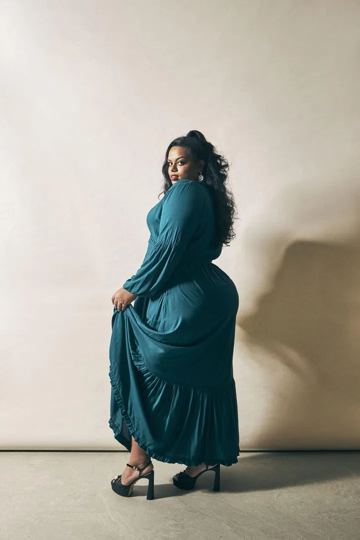 Rani Dhaschainey, co-founder of The Curve Cult. Dress, The Curve Cult. Heels, Charles & Keith. Earrings, stylist’s own. Photographed by Veronica Tay. Styled by Lauren Alexa. 
