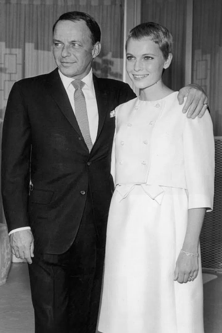 On top of being a trendsetter with her iconic pixie cut, Mia Farrow totally ignored conventions when she wore a short, structured white skirt suit for her wedding to Frank Sinatra in 1966. The marriage itself was seen as scandalous, given the age difference between the pair: Farrow was just 21 at the time, while Sinatra was 50 years old.
