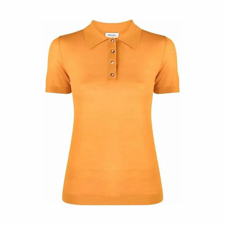 Short-Sleeved Merino Polo Top, $307, Nanushka at Farfetch
