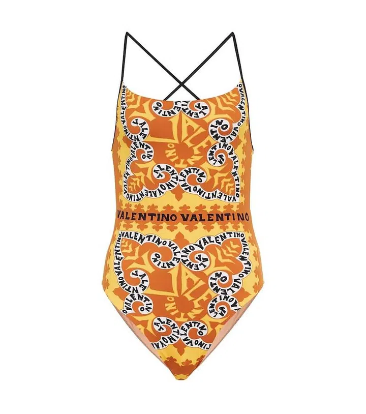 Logo Printed Swimsuit, $1,470, Valentino at Mytheresa
