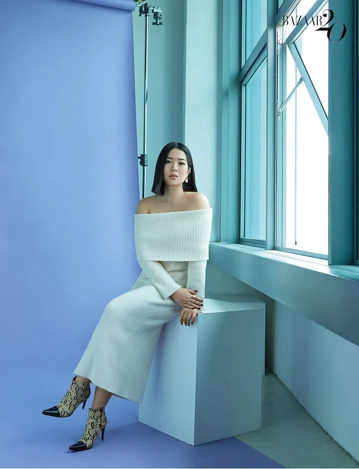 Dress, earrings, rings, and boots, all Foo’s own. (Photo: Wee Khim)