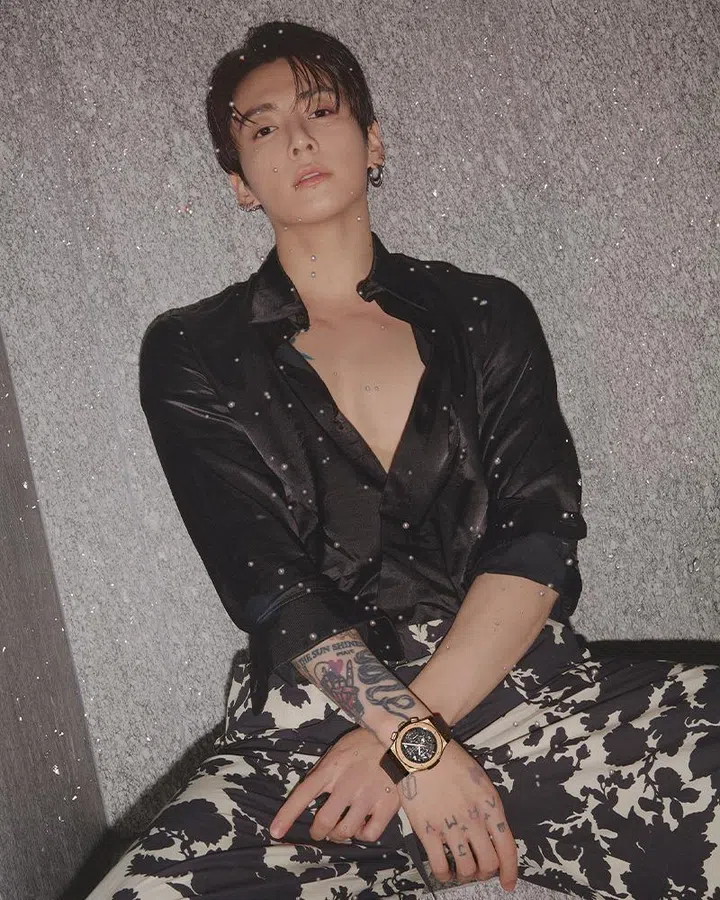 harper’s bazaar singapore june 2026 cover story | jung kook wearing dries van noten shirt and pants and classic fusion aerofusion chronograph king gold watch